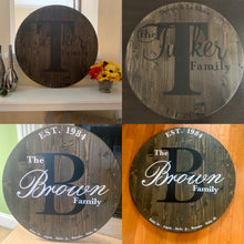 Load image into Gallery viewer, Personalized Family Wood Signs Round Wood Sign/ Wine Barrel Head