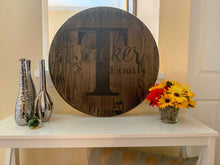 Load image into Gallery viewer, Personalized Family Wood Signs Round Wood Sign/ Wine Barrel Head