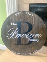 Load image into Gallery viewer, Personalized Family Wood Signs Round Wood Sign/ Wine Barrel Head
