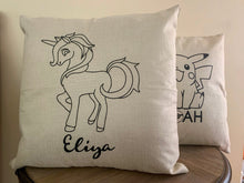 Load image into Gallery viewer, Kids Personalized Character and Retro Superhero Silhouette Throw Pillows