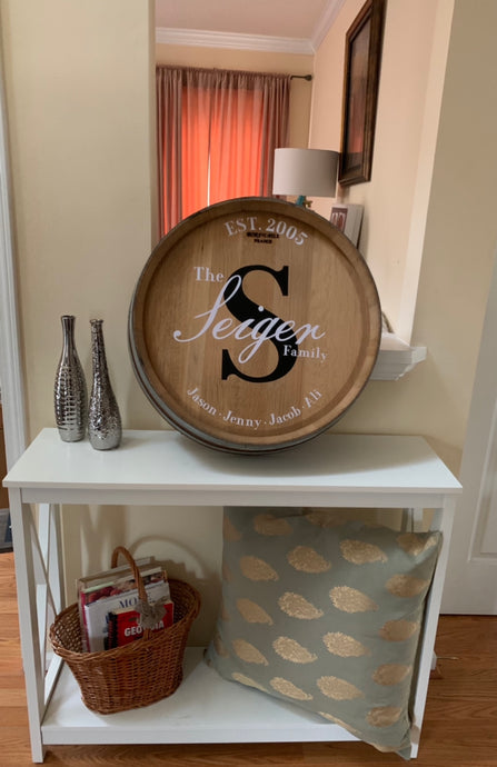 Wine Barrel Head Personalized Family Wood Sign