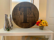 Load image into Gallery viewer, Personalized Family Wood Signs Round Wood Sign/ Wine Barrel Head
